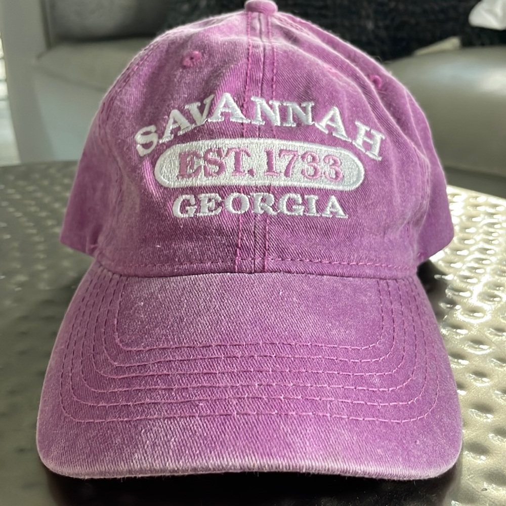 ESY baseball hat purple white adjustable Savannah Georgia EST. 1733 women cap